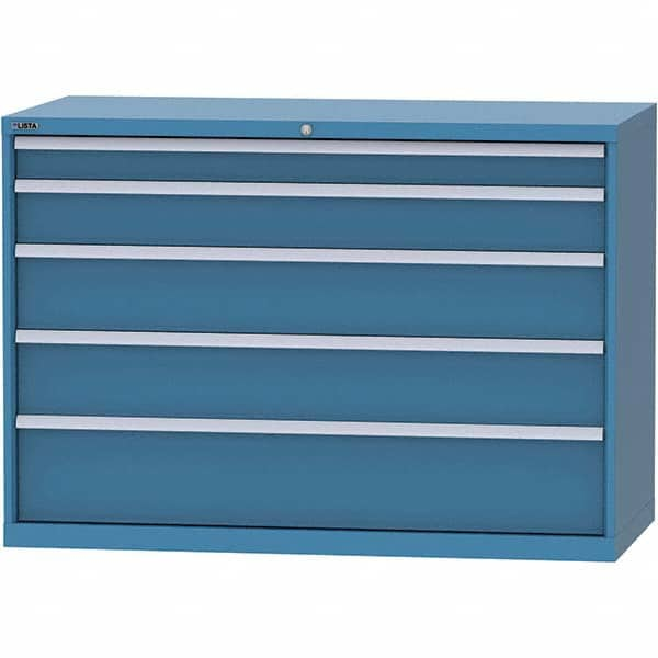 LISTA - 5 Drawer, 84 Compartment Bright Blue Steel Modular Storage Cabinet - Caliber Tooling