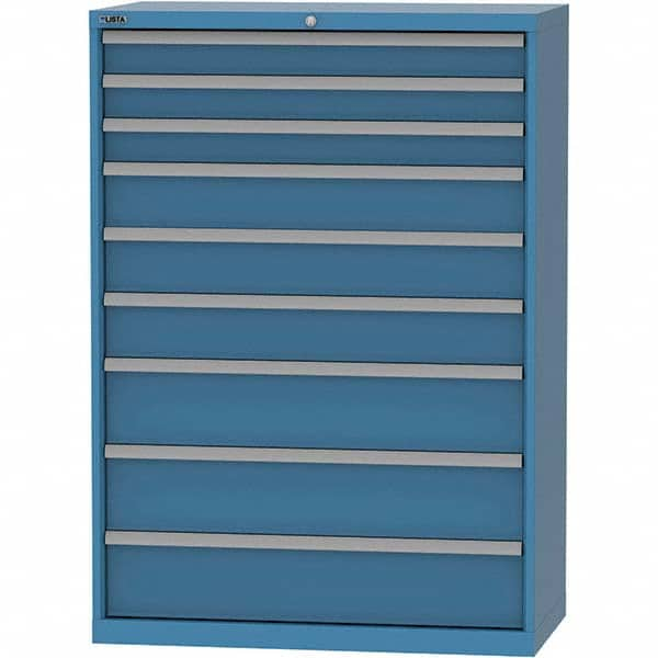 LISTA - 9 Drawer, 84 Compartment Bright Blue Steel Modular Storage Cabinet - Caliber Tooling