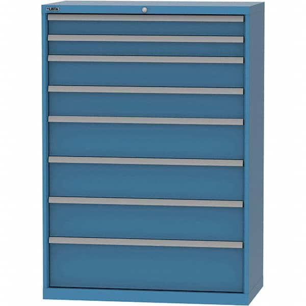 LISTA - 8 Drawer, 84 Compartment Bright Blue Steel Modular Storage Cabinet - Caliber Tooling