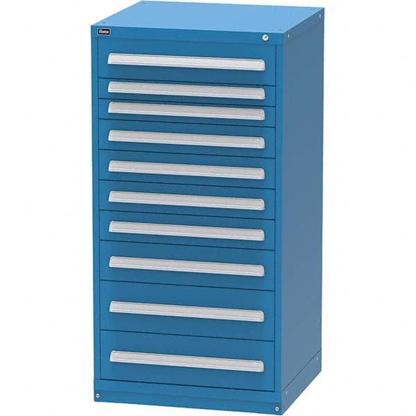 Vidmar - 10 Drawer, 45 Compartment Bright Blue Steel Modular Storage Cabinet - Exact Industrial Supply