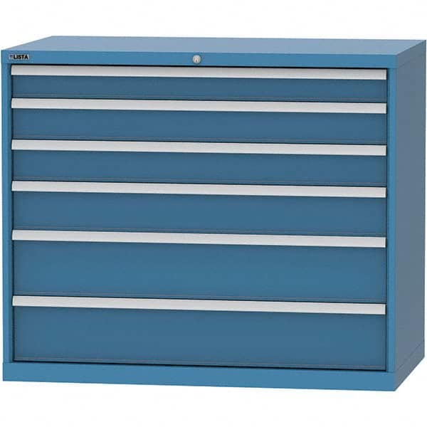 LISTA - 6 Drawer, 99 Compartment Bright Blue Steel Modular Storage Cabinet - Caliber Tooling