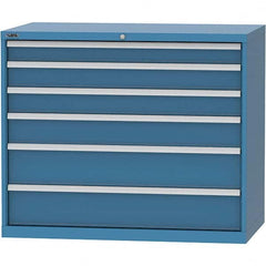 LISTA - 6 Drawer, 99 Compartment Bright Blue Steel Modular Storage Cabinet - Caliber Tooling