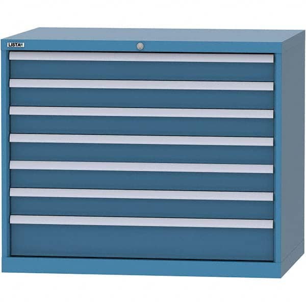 LISTA - 7 Drawer, 99 Compartment Bright Blue Steel Modular Storage Cabinet - Caliber Tooling