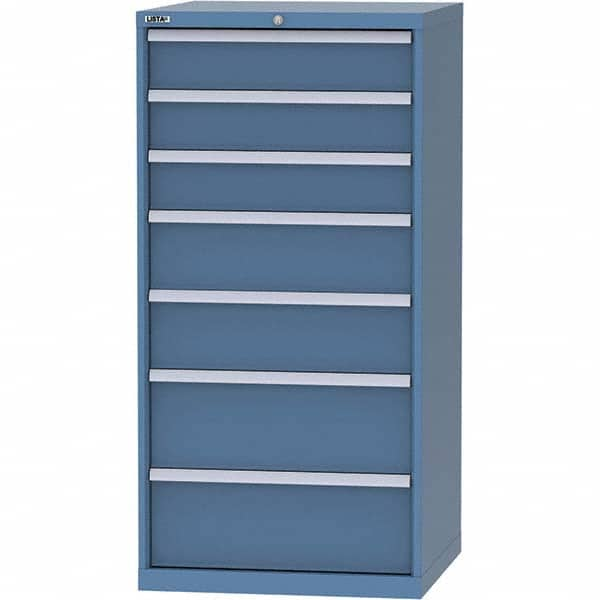 LISTA - 7 Drawer, 45 Compartment Bright Blue Steel Modular Storage Cabinet - Caliber Tooling