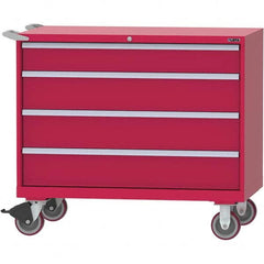 LISTA - 4 Drawer, 99 Compartment Red Steel Modular Storage Cabinet - Caliber Tooling