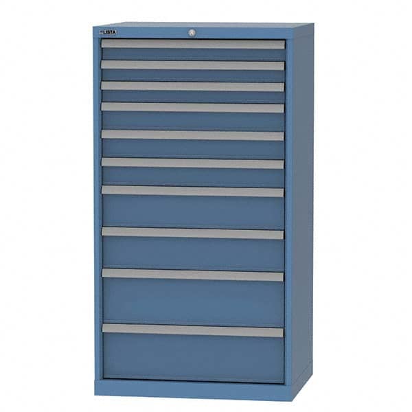 LISTA - 10 Drawer, 124 Compartment Bright Blue Steel Modular Storage Cabinet - Caliber Tooling