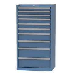 LISTA - 10 Drawer, 124 Compartment Bright Blue Steel Modular Storage Cabinet - Caliber Tooling