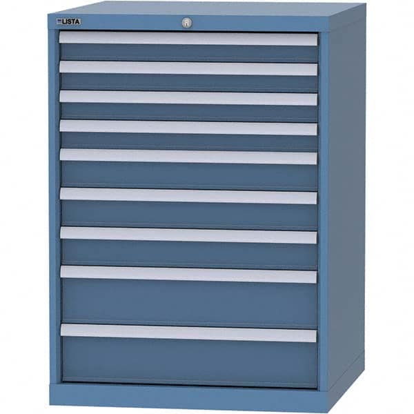 LISTA - 9 Drawer, 45 Compartment Bright Blue Steel Modular Storage Cabinet - Caliber Tooling