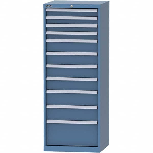 LISTA - 11 Drawer, 84 Compartment Bright Blue Steel Modular Storage Cabinet - Caliber Tooling