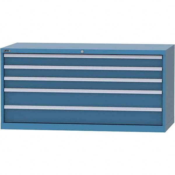 LISTA - 5 Drawer, 84 Compartment Bright Blue Steel Modular Storage Cabinet - Caliber Tooling