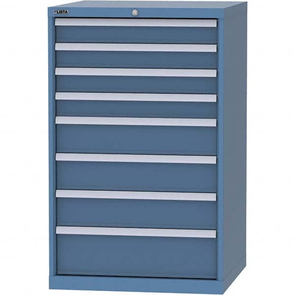 LISTA - 8 Drawer, 45 Compartment Bright Blue Steel Modular Storage Cabinet - Caliber Tooling