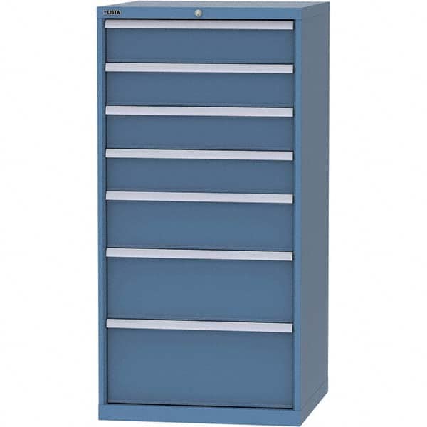 LISTA - 7 Drawer, 45 Compartment Bright Blue Steel Modular Storage Cabinet - Caliber Tooling