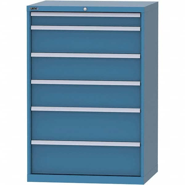 LISTA - 6 Drawer, 84 Compartment Bright Blue Steel Modular Storage Cabinet - Caliber Tooling