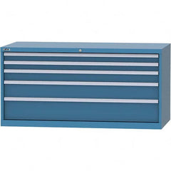 LISTA - 5 Drawer, 84 Compartment Bright Blue Steel Modular Storage Cabinet - Caliber Tooling