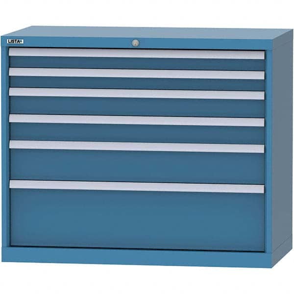 LISTA - 6 Drawer, 84 Compartment Bright Blue Steel Modular Storage Cabinet - Caliber Tooling