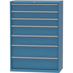 LISTA - 7 Drawer, 84 Compartment Bright Blue Steel Modular Storage Cabinet - Caliber Tooling