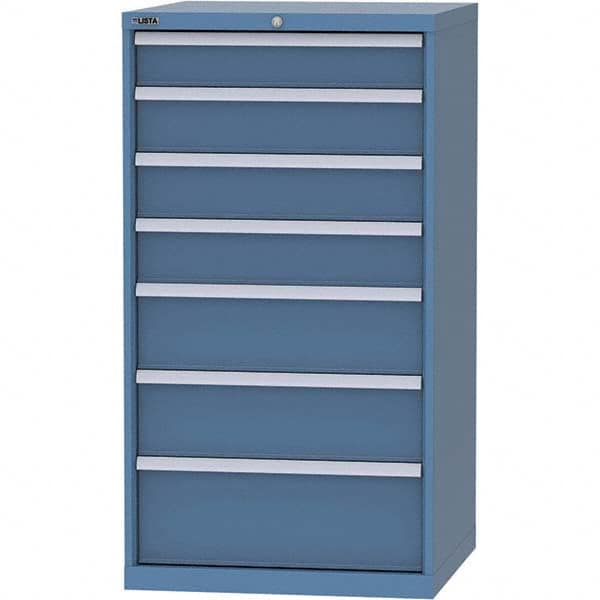 LISTA - 7 Drawer, 45 Compartment Bright Blue Steel Modular Storage Cabinet - Caliber Tooling