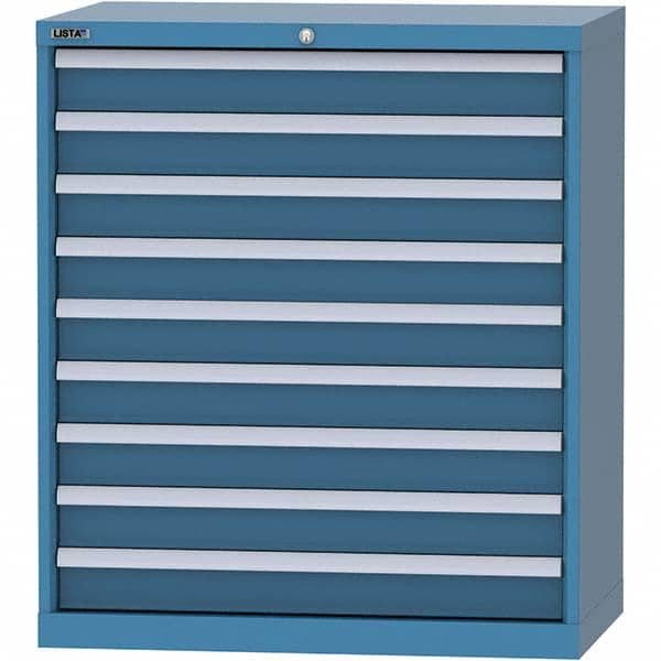 LISTA - 9 Drawer, 84 Compartment Bright Blue Steel Modular Storage Cabinet - Caliber Tooling