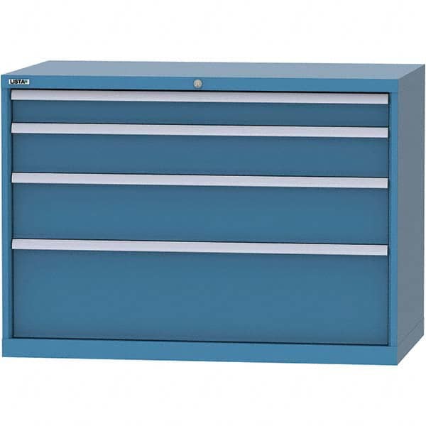 LISTA - 4 Drawer, 99 Compartment Bright Blue Steel Modular Storage Cabinet - Caliber Tooling