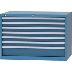 LISTA - 7 Drawer, 84 Compartment Bright Blue Steel Modular Storage Cabinet - Caliber Tooling