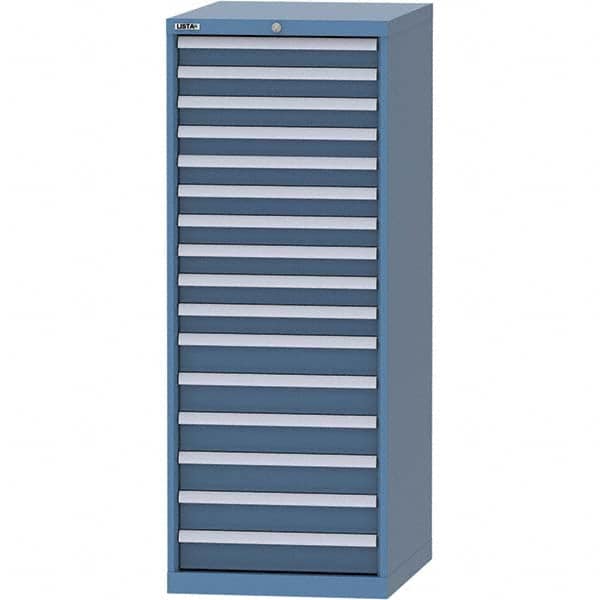 LISTA - 16 Drawer, 99 Compartment Bright Blue Steel Modular Storage Cabinet - Caliber Tooling