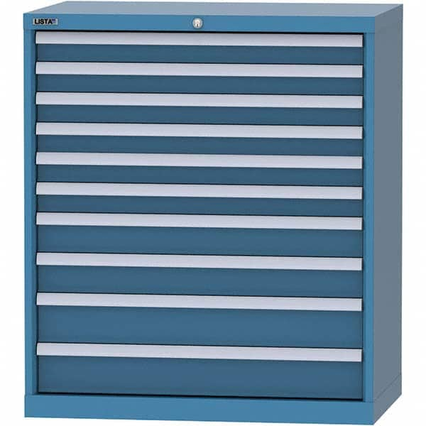 LISTA - 10 Drawer, 84 Compartment Bright Blue Steel Modular Storage Cabinet - Caliber Tooling