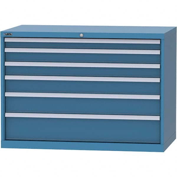 LISTA - 6 Drawer, 99 Compartment Bright Blue Steel Modular Storage Cabinet - Caliber Tooling