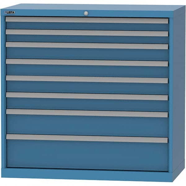 LISTA - 8 Drawer, 84 Compartment Bright Blue Steel Modular Storage Cabinet - Caliber Tooling