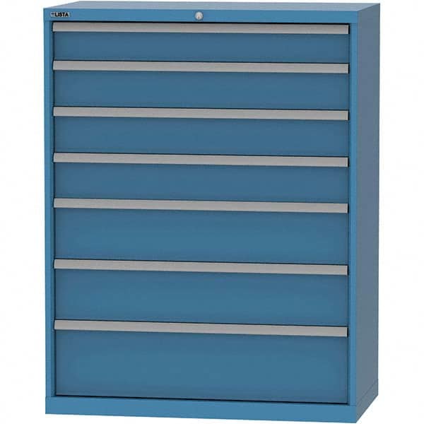 LISTA - 7 Drawer, 84 Compartment Bright Blue Steel Modular Storage Cabinet - Caliber Tooling