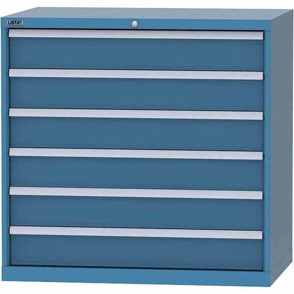 LISTA - 6 Drawer, 99 Compartment Bright Blue Steel Modular Storage Cabinet - Caliber Tooling