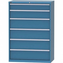 LISTA - 6 Drawer, 84 Compartment Bright Blue Steel Modular Storage Cabinet - Caliber Tooling