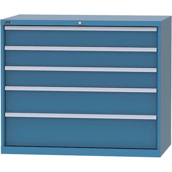 LISTA - 5 Drawer, 99 Compartment Bright Blue Steel Modular Storage Cabinet - Caliber Tooling