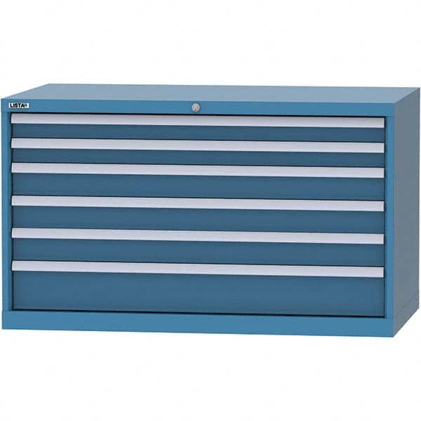 LISTA - 6 Drawer, 99 Compartment Bright Blue Steel Modular Storage Cabinet - Caliber Tooling