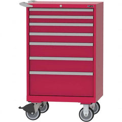 LISTA - 7 Drawer, 124 Compartment Red Steel Modular Storage Cabinet - Caliber Tooling