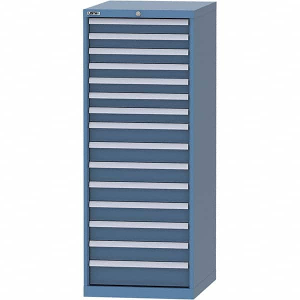 LISTA - 15 Drawer, 99 Compartment Bright Blue Steel Modular Storage Cabinet - Caliber Tooling