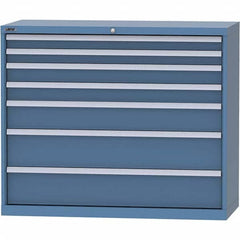 LISTA - 7 Drawer, 99 Compartment Bright Blue Steel Modular Storage Cabinet - Caliber Tooling