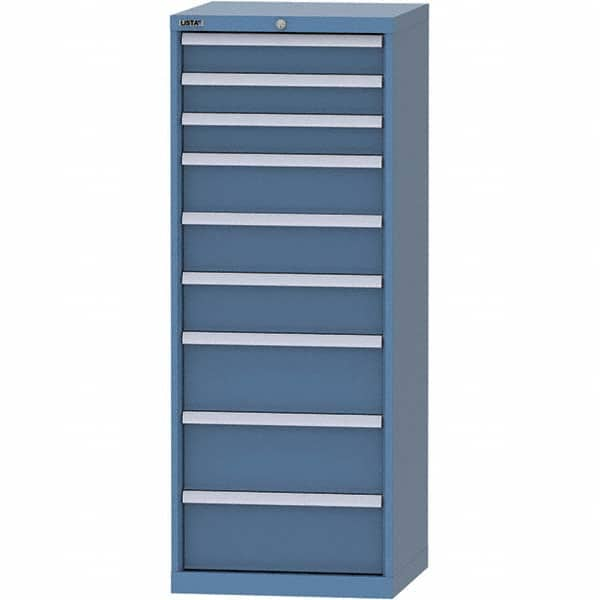 LISTA - 9 Drawer, 84 Compartment Bright Blue Steel Modular Storage Cabinet - Caliber Tooling