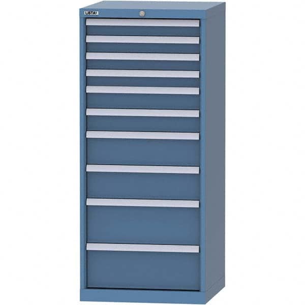 LISTA - 10 Drawer, 84 Compartment Bright Blue Steel Modular Storage Cabinet - Caliber Tooling