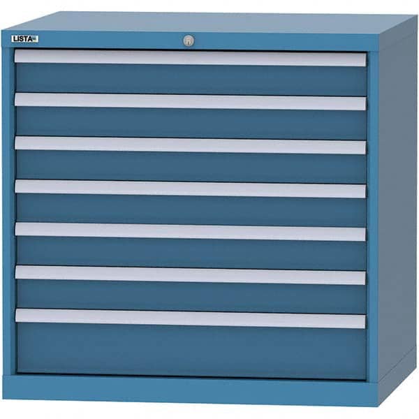 LISTA - 7 Drawer, 84 Compartment Bright Blue Steel Modular Storage Cabinet - Caliber Tooling