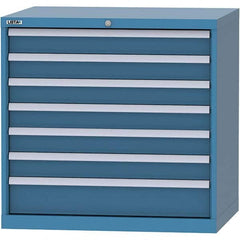 LISTA - 7 Drawer, 84 Compartment Bright Blue Steel Modular Storage Cabinet - Caliber Tooling