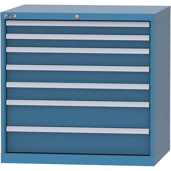 LISTA - 7 Drawer, 84 Compartment Bright Blue Steel Modular Storage Cabinet - Caliber Tooling