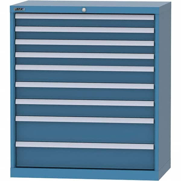 LISTA - 9 Drawer, 84 Compartment Bright Blue Steel Modular Storage Cabinet - Caliber Tooling