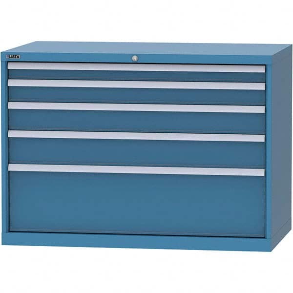 LISTA - 5 Drawer, 99 Compartment Bright Blue Steel Modular Storage Cabinet - Caliber Tooling