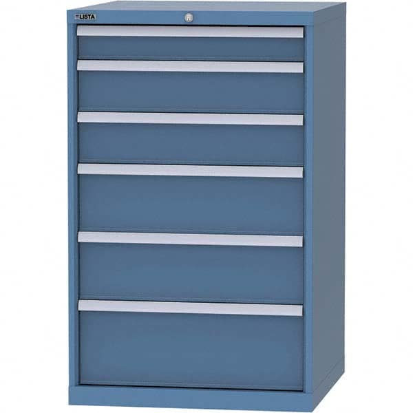 LISTA - 6 Drawer, 45 Compartment Bright Blue Steel Modular Storage Cabinet - Caliber Tooling