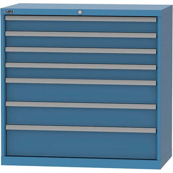 LISTA - 7 Drawer, 84 Compartment Bright Blue Steel Modular Storage Cabinet - Caliber Tooling