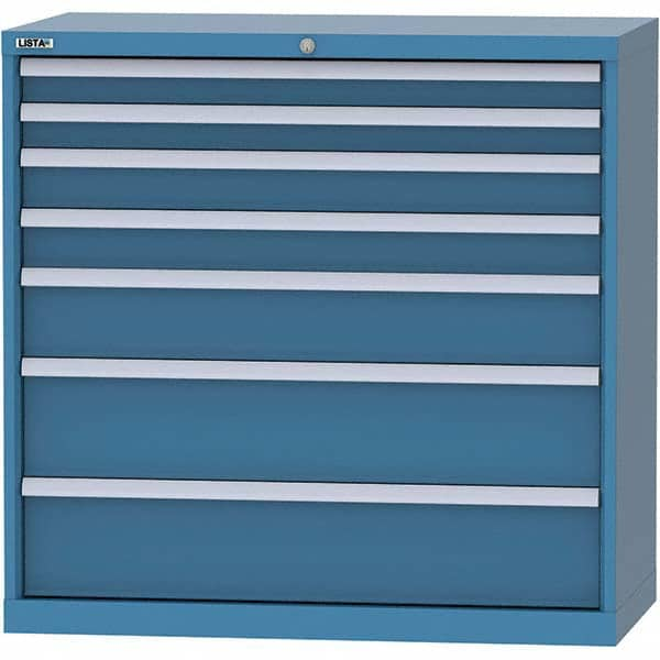 LISTA - 7 Drawer, 84 Compartment Bright Blue Steel Modular Storage Cabinet - Caliber Tooling