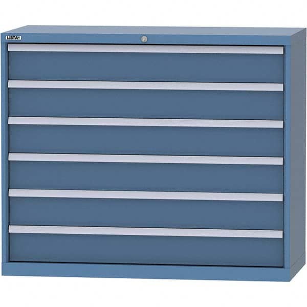 LISTA - 6 Drawer, 99 Compartment Bright Blue Steel Modular Storage Cabinet - Caliber Tooling