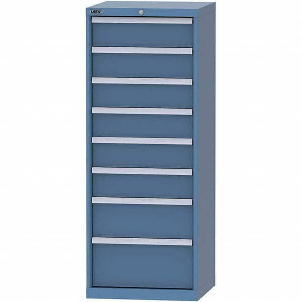 LISTA - 8 Drawer, 84 Compartment Bright Blue Steel Modular Storage Cabinet - Caliber Tooling