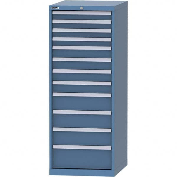 LISTA - 12 Drawer, 99 Compartment Bright Blue Steel Modular Storage Cabinet - Caliber Tooling