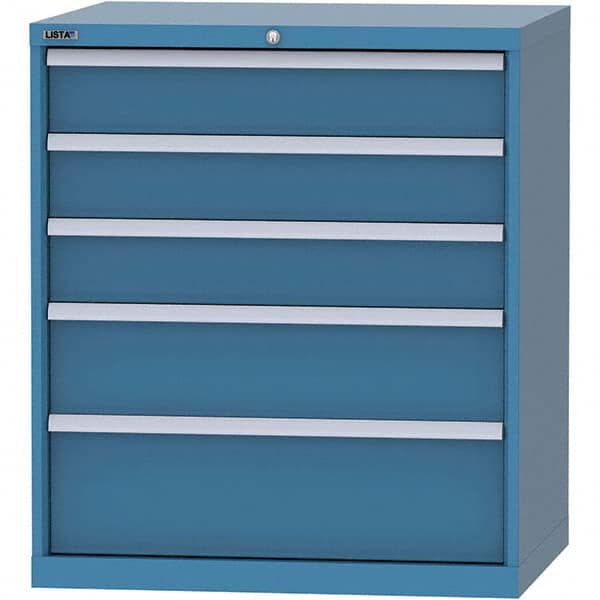 LISTA - 5 Drawer, 84 Compartment Bright Blue Steel Modular Storage Cabinet - Caliber Tooling